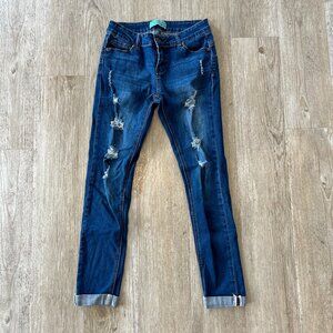 Womens Wax Jean Dark Denim Cuffed Jeans - 3